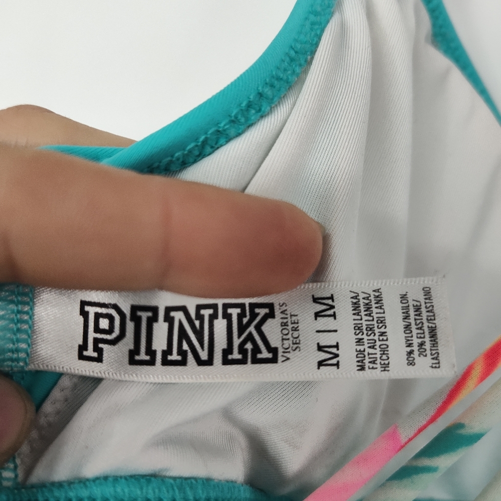 PINK Victoria's Secret Teal Ruffled Bikini Top Women's Size Medium - Picture 8 of 9